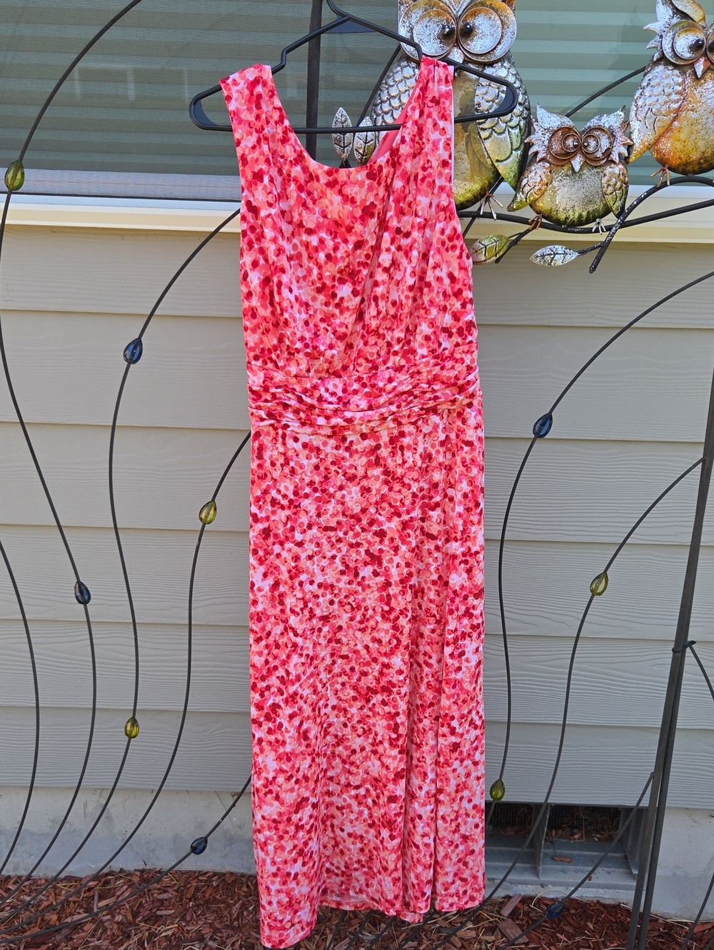 Dress Barn Sleeveless Coral Floral Maxi Dress Size 16 Sleeveless Pull-on